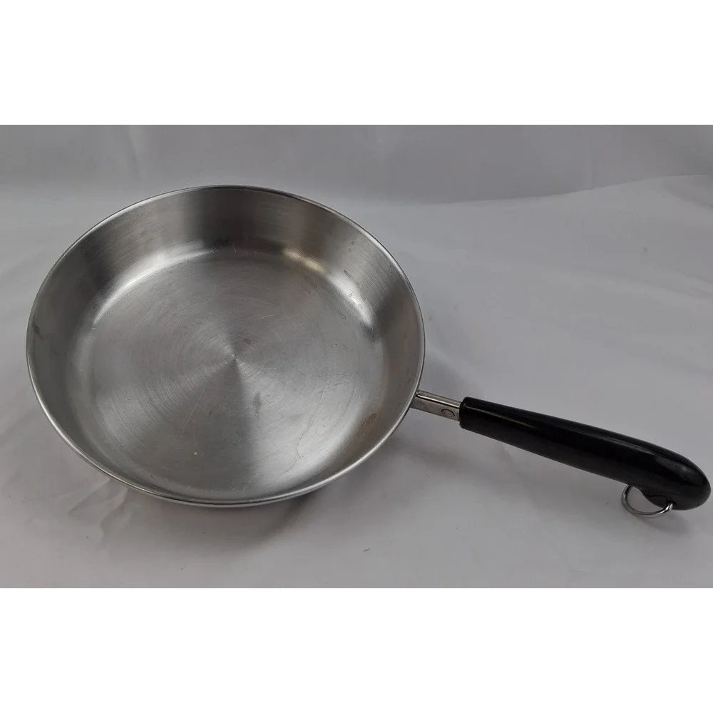 Revere‎ Ware 2059 Stainless Steel Vintage 9 Inch Fry Pan Korea Black Handle